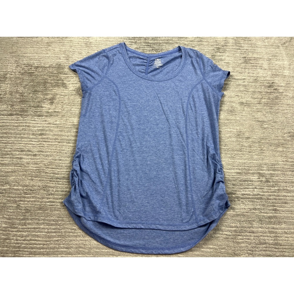 Athletic Works Top Womens XL Blue Heather Short Sleeve Ruched Side Activewear